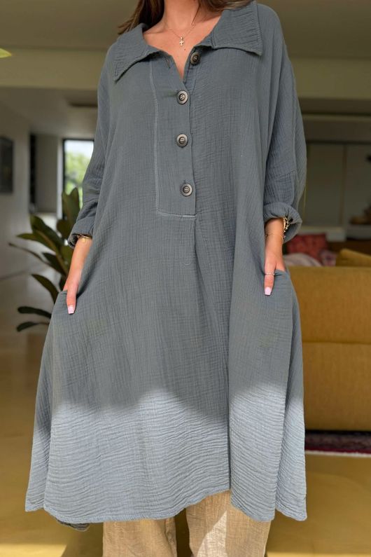 Made in Italy Paulo Pillow Cotton Sailor Dress Slate /8 =